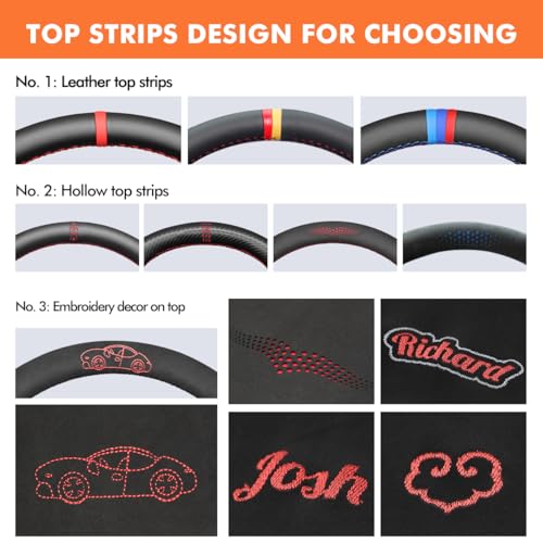 MEWANT Hand Stitch Customized Steering Wheel Cover Wrap for Land Rover Range Rover Sport III(L461) 2023-2024 / Discovery Sport (L550) 2021-2024 / Range Rover Evoque II(L551)/ Range Rover Velar (L560) - color: Alcantara Customize