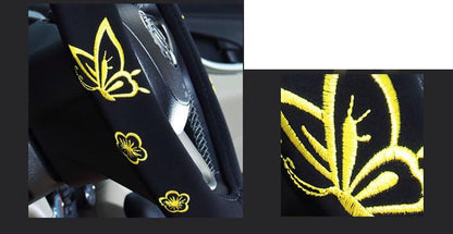 Mayco Bell Automotive Women Embroidery Cute Car Steering Wheel Cover (Yellow Butterfly New) - color: Yellow Butterfly