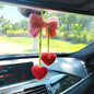 Cute Bowknot Love Car Mirror Hanger, Crochet Hand Knitted Rear View Mirror Accessory - color: Bowknotlove