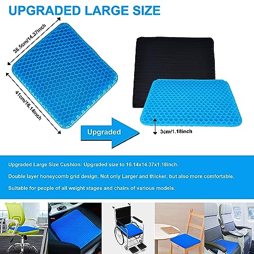 Yimiyaa Gel Seat Cushion, Double Thick Egg Gel Cushion for Pressure Pain Relief, Breathable Wheelchair Cushion Chair Pads for Car Seat Office Chair Blue - color: Blue