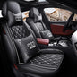 Crown Car Seat Covers Full Set, Premium Leather Waterproof Anti-Slip Automotive Interior Protector for Cars, SUVs, Pickup, Trucks & Sedans (Black+White Line) - color: Black+White
