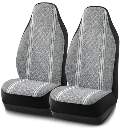Road Comforts Baja Blanket Seat Covers Gray Diamond High Back Bucket Seat Covers - Jacquard Fabric, Airbag Compatible, Universal Fit for Cars, Trucks, SUVs, and Vans - color: High Back Gray