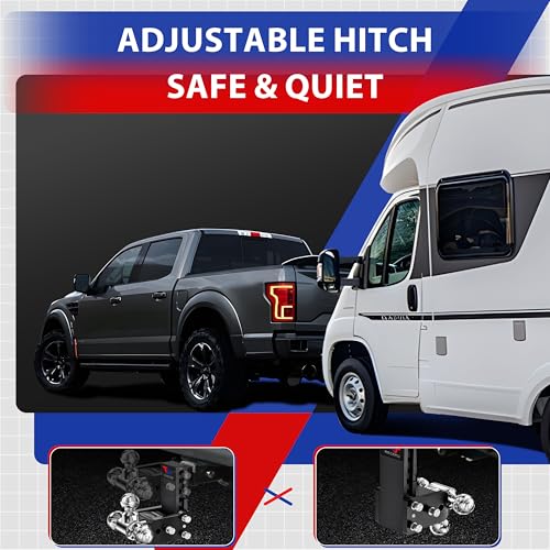 Trailer Hitches, Adjustable Trailer Hitch Ball Mount - Fits 2.5" Receiver, Dual Ball (2" x 2-5/16"), 5" Drop, 15,000 GTW - GT25052B