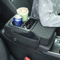 Universal Car Armrest Cushion Organizer - PU Leather Center Console Pad with Cup Holder, Phone Storage & Side Pockets, Multifunctional Armrest Cover for Most Vehicles