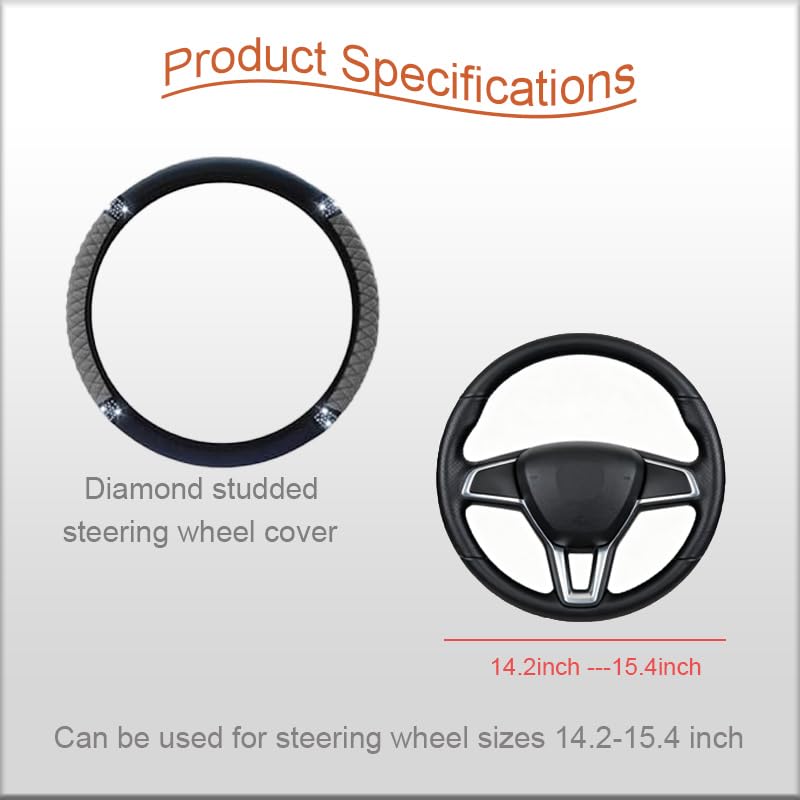 Microfiber Leather Steering Wheel Cover with Anti-Slip Lining Universal Car Accessory for Steering Wheel with a Diameter of 14.5-15 inch (Grey) - color: Grey
