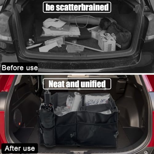 Trunk Organizer for Car - Collapsible Car Storage Organizer with 3 Compartments - Foldable Car Trunk Organizer for SUVs & Sedans - Waterproof Storage Container Box Car Organizer (1PCS)