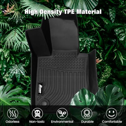 FREEMOTOR802 Compatible with 2017-2023 BMW 5-Series G30 Floor Mats, Black 3D Molded Carpets Liner 1st 2nd Row Front Rear Protection Pad 3PC TPE Thermo Plastic Elastomer All Weather Protector - size: For BMW 5-Series G30 2017-2023