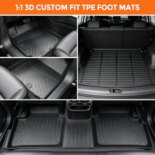 Floor Mats for Kia Forte S/EX/FE/LX/LXS/GT/GT-Line 2019-2026, Custom Fit Heavy Duty TPE All Weather Protection, Waterproof Non-Slip Black (Two-Row Floor Mats & Cargo Liner) - style: 11) For Kia Forte S/EX/FE/LX/LXS/GT/GT-Line | 2019-2026 | Full Set