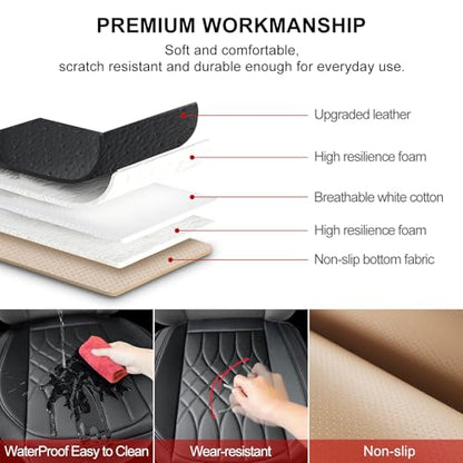 BOPUOVRE 1-Pack Leather Front Car Seat Covers - Bottom Car Seat Covers Fully Wrapped, Non-Slip and Waterproof, Fits Most Vehicles Black - color: black, size: 1 piece