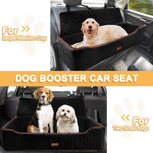 Dog Car Seat for Large Dogs Under 100LBS,Pet Booster Back Seat Removable Washable Pet Travel Safety with Safety Tethers & Storage Pocket (Black) - color: Dog Booster Seat(Black)