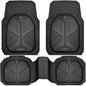 CAR PASS Heavy Duty Rubber Car Mats, Deep-Dish Odorless Car Floor Mats All Weather, Universal Trim-to-Fit for SUVs Trucks Sedans, Waterproof Anti-Slip, 3 Pieces V12 Black - color: All Black