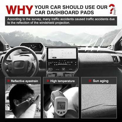 Autorder Dashboard Cover Mat for Toyota bZ4X /Subaru Solterra 2023 2024 2025 Accessories Dash Cover Upgrade Velvet Dash Mat Sunshade Glare UV Rays Protector - size: 2023-2025 Toyota bZ4X