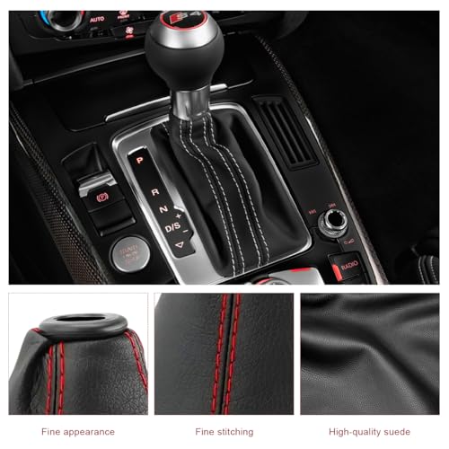 Car Shift Knob Dust Cover, Manual/Automatic Gear Shifter Dustproof Cover Protective Sleeve, Universal Decorative Gear Stick Boot Replacement for Most Car Truck SUV (Black & Red)