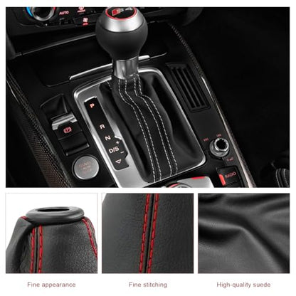 Car Shift Knob Dust Cover, Manual/Automatic Gear Shifter Dustproof Cover Protective Sleeve, Universal Decorative Gear Stick Boot Replacement for Most Car Truck SUV (Black & Red)