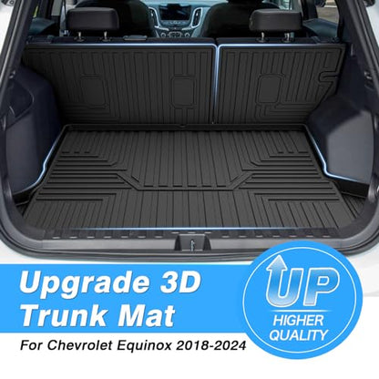 Powerty Cargo Liner & Backrest Mat for 2018-2024 Chevrolet/Chevy Equinox Accessories Rear Trunk Mat Seat Back Cover TPE All Weather Cargo Liner Heavy-Duty Trunk Liners - size: Cargo Mat｜For｜18-24｜Chevrolet/Chevy Equinox