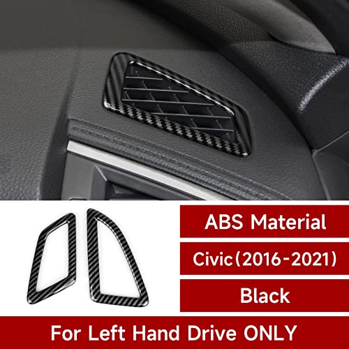 Car Air A/C Vent Outlet Cover Decals for Honda Civic 2016 2017 2018 2019 2020 2021 10th Gen Accessories ABS Carbon Fiber Stickers - color: Air Vent Trim