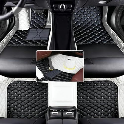 Custom Floor Mats for Audi A1, A3, A4, A5, A6, A7, A8,TT, TTS, Q2, Q3, Q5, Q7, Q8,RS3 RSQ8 S3 S4 S5 S6 S7 S8 e-tron, Q4 e-tron,All Weather Waterproof Luxury Leather (White and Black) - color: White and Black