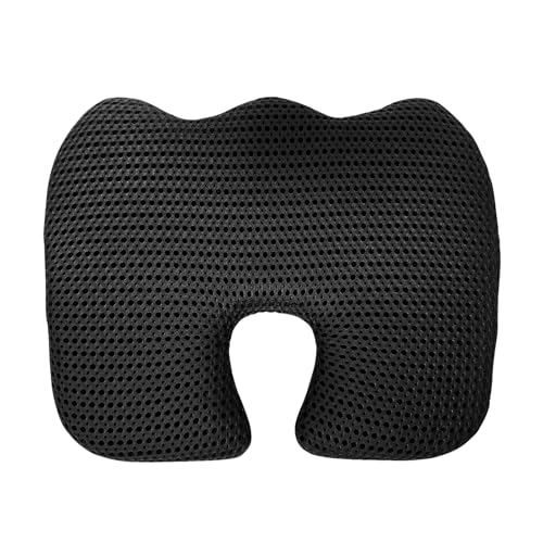 Gooo&Ma Car Seat Cushion & Office Chair Pad - Air Fiber Breathable U-Shape Cooling Cushion for Tailbone Comfort, Driving, Desk & Gaming, Ergonomic Washable Seat Pad with Non-Slip Base(Black)