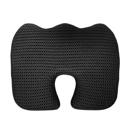 Gooo&Ma Car Seat Cushion & Office Chair Pad - Air Fiber Breathable U-Shape Cooling Cushion for Tailbone Comfort, Driving, Desk & Gaming, Ergonomic Washable Seat Pad with Non-Slip Base(Black)