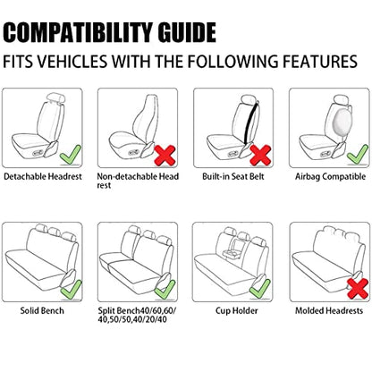 AICEL 9 Piece Car Seat Covers Full Set, Front and Rear Split Bench Auto Seat Protectors, Two-Tone Washable Automotive Seat Covers Universal Fit for Most Cars, Sedan, Truck, SUV - color: Red