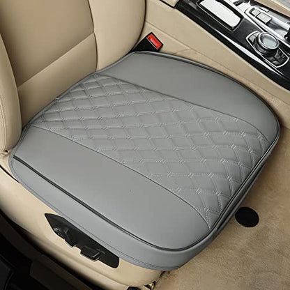 Black Panther 1 Pair PU Front Car Seat Covers, Front Seat Protectors Compatible with 95% Vehicles, Anti-Slip & Full Wrapping Edge, Diamond Pattern Embroidery (W 21.26''×D 20.86”) - Light Gray - color: Front Pair Gray