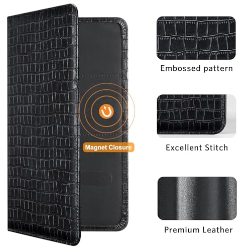 CoBak Car Registration and Insurance Holder - Vehicle Glove Box Car Organizer,Auto Truck Comparment Accessories Case with Magnetic Closure for Driver License,Cards - color: L-Crocodile Black