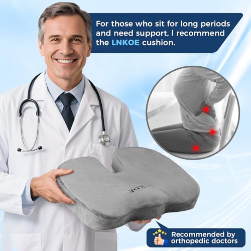 Gel Memory Foam Layer Wheelchair Cushion - Wheelchair Office Chair, Kitchen Chair, Car Seat - Pressure Pain and Tailbone Pain Relief - High Density Foam Base (Grey)