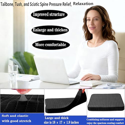 Innovative Gel Seat Cushion for Long Sitting, Soft and Breathable, Seat Cushion for Back, Sciatica, Hip, Tailbone Pain Relief, Used for The Office, Wheelchair, Car, Recliner, Stadium, Kayak.(Black)
