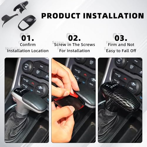 Gear Shift Knob Cover for Dodge Charger Accessories Shifter Knobs Cover Trim for 2015-2025 Dodge Challenger 2018-2025 Durango Interior Accessories 3pcs