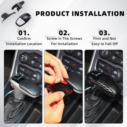 Gear Shift Knob Cover for Dodge Charger Accessories Shifter Knobs Cover Trim for 2015-2025 Dodge Challenger 2018-2025 Durango Interior Accessories 3pcs