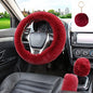 WenMei 4PCS Set Fluffy Steering Wheel Covers with Handbrake Cover&Gear Shift Cover&Plush Keychain Furry Steering Wheel Cover for Women Girl Fashion Warm Car Wheel Protector Fit Most Car (Wine Red) - color: Wine Red