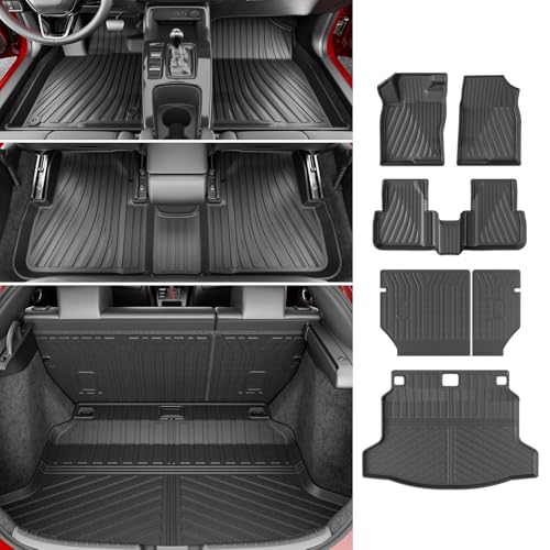 powoq Floor Mats Compatible with 2022-2026 Honda Civic Hatchback Cargo Mat Cargo Liner Floor Liner TPE Replacement for 2022-2026 Honda Civic Accessories (Trunk Mat+Backrest Mats+Floor mats) - size: Compatible with Civic Hatchback | 22-26