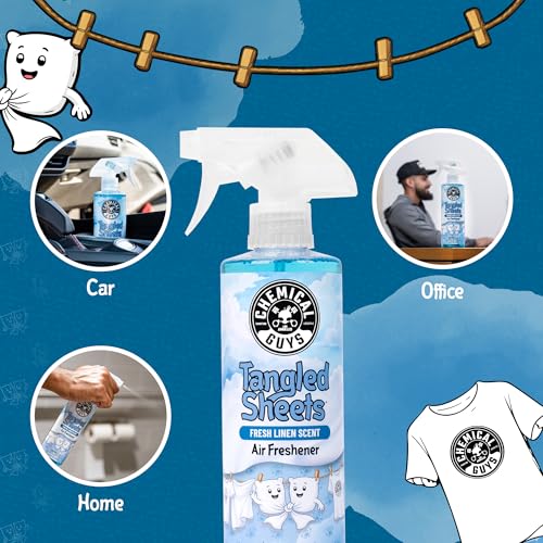 Chemical Guys Tangled Sheets Fresh Linen Scent Air Freshener Spray and Odor Eliminator, Clean Fabric Inspired Spray for Home, Office, Bathroom, Dorm, and Car Interior - 16 Fl Oz - size: 16 Fl Oz