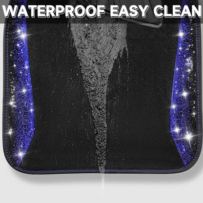 CAR PASS Bling Diamond Car Floor Mat Shining Carpet, Sparkly Glitter Crystal Anti-Slip PVC Heel Pad Automotive Universal Fit for SUV Sedan Car Van, 4pcs for Girl Cute Women, Black Blue - color: Blue Diamond