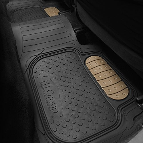 FH Group Heavy-Duty Car Mats - Universal Fit, Trimmable Rubber Floor Mats, Sedans, SUVs, Trucks - Beige - color: Beige