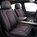 Ram Seat Covers Full Set, Waterproof Truck Seat Cover Leather Car Seat Protector Compatible with 2009-2026 RAM 1500/2500/3500 Crew Quad Cab Pickup with Split Curved Bench 40/60,Black and Red - color: Black and Red, size: FullSet（Curved Back）