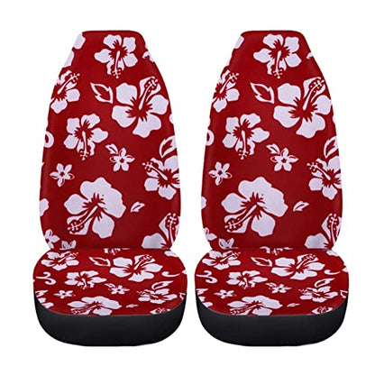 Dreaweet Red Car Accessories for Women Stylish Hibiscus Flower Print Car Seat Covers Front Seats Only,Hawaiian Seat Covers Universal for SUV Trucks Sedan - color: Flower-3