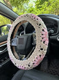 Crochet Sunflower Car Steering Wheel Covers Light Pink Universal 14-15 inch for Women/Men (Steering Wheel Cover) - color: Steering Wheel Cover