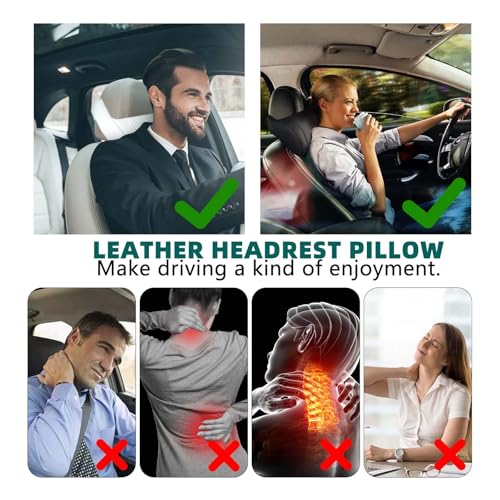 TOPABYTE Car Neck Pillow Memory Foam Automotive Seat Cushions of Headrests for Relieving Neck Stiffness Seat Neck Support Pillow, Fits All Vehicles, 2 Pieces, Black