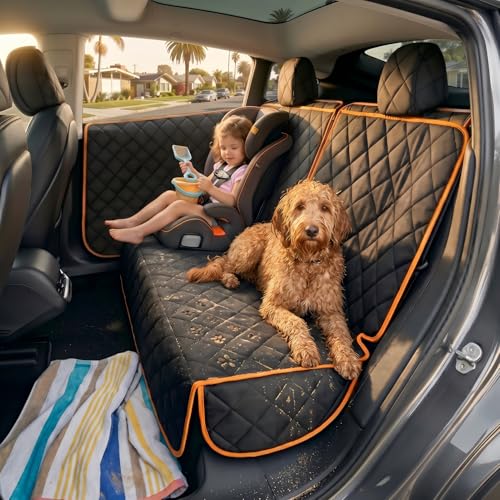 Back Seat Cover for Tesla Model Y/3 with 2 PCS Door Protector Easy to Install Rear Seat Protector for Kids/Dogs Protects Car Seat from Messes No Chemical Smell Bench Seat Cover for Model Y/3 - size: Bench Style
