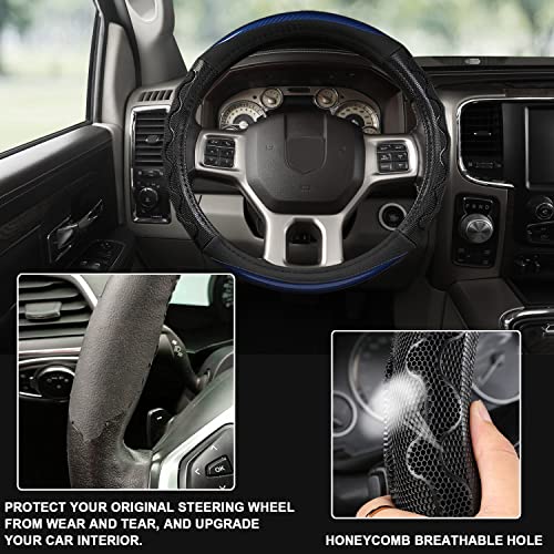 GIANT PANDA Steering Wheel Cover for Dodge Ram 1500 - Car Steering Wheel Covers for Dodge Ram 2500 3500 15.5-16 inch - Blue - color: B-Black+Blue