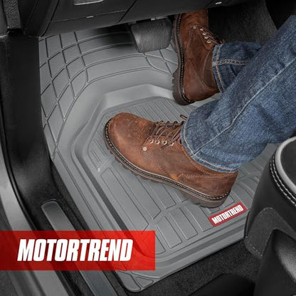 Motor Trend 943-GR FlexTough Defender Car Floor Mats -Next Generation Deep Dish Heavy Duty Contour Liners for Car SUV Truck & Van-All Weather Protection, Trim to Fit Most Vehicles Gray - color: Gray, style: FlexTough NextGen