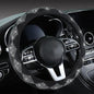 Bling Steering Wheel Cover for Women - Sparkly Crystal Rhinestones on Soft Plush with Checkered Design, Anti-Slip, Universal 15 Inch Car Wheel Protector, Cute Diamond Auto Accessories - color: white diamond +black