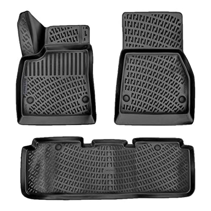 RizLiner Tesla Model S 2015-2019 Floor Mats 3D Custom Fit Compatible with Tesla Model S Car Mats Laser Measured 1st & 2nd Row Floor Liners All Weather Odorless Non-Slip TPE (Front & Rear,Black) - size: Model S 2015 - 2019
