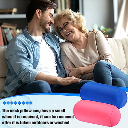 Geelin 2 Pcs Microbead Roll Pillow 11.8 x 6.3 Inch Soft Pillow Bolster Cylindrical Pillow Microbead Pillows for Sleeping Home Travel Neck Head Back Support Rest (Pink, Blue) - color: Pink, Blue