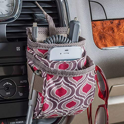 High Road DriverPockets Car Pouch - Car Vent Pocket and Vent Cell Phone Holder for Car - Front Seat Organizer with 3 Pockets, Hanging Hooks and Charging Port