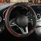 Microfiber Leather Steering Wheel Cover, Breathable, Anti Slip, Universal 15 inch, Black with Burgundy - color: Black Burgundy, size: Round-Middle[14.5''-15'']