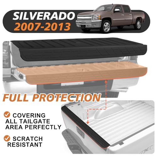 Truck Mat Compatible with 2007-2013 Chevy Silverado & GMC Sierra 1500 Accessories, Tailgate Mat Custom Fit All Weather Protection Pickup Liner, w/Tailgate Cap Protector - size: 1)Slv & Sra 1500 |07-13|Tailgate Mat w/ Cap Cover