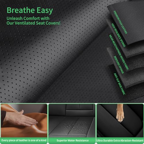 Fit Tucson Car Seat Covers for Hyundai Tucson 2010-2024 2025 2026 -Upgraded Premium Waterproof & Breathable Leather,Airbag Compatible,All-Weather Seat Cushion Protector,Full Set,Black