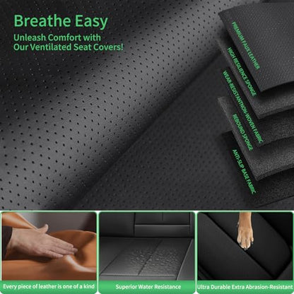 Fit Tucson Car Seat Covers for Hyundai Tucson 2010-2024 2025 2026 -Upgraded Premium Waterproof & Breathable Leather,Airbag Compatible,All-Weather Seat Cushion Protector,Full Set,Black